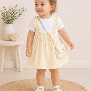 Vestitino bambina elegante giallo con borsetta – completo neonata