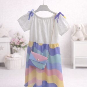 Vestitino bambina con borsetta coordinata multicolor – fresco ed elegante