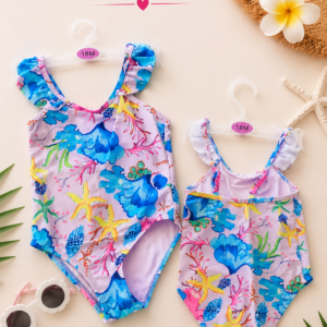 Costume Intero Bambina Fantasia Marina con Volant