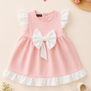 Abitino Bambina Rosa con Fiocco Elegante 9-36 Mesi