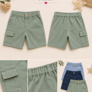 Bermuda Cargo Bambino Misto Lino e Viscosa &ndash; 3 Varianti Colore