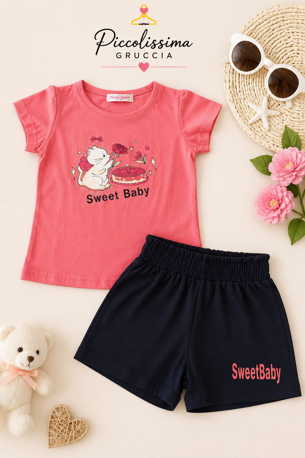 Completo Bambina Sweet Baby Estivo in Cotone – 1/5 Anni - immagine 2