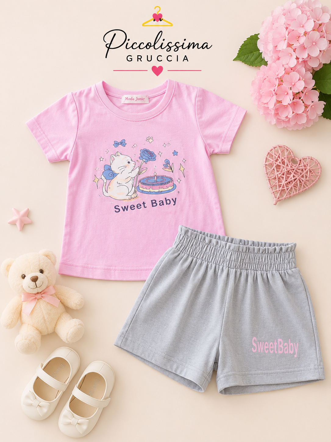 Completo Bambina Sweet Baby Estivo in Cotone – 1/5 Anni - immagine 4