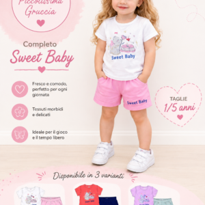 Completo Bambina Sweet Baby Estivo in Cotone &ndash; 1/5 Anni